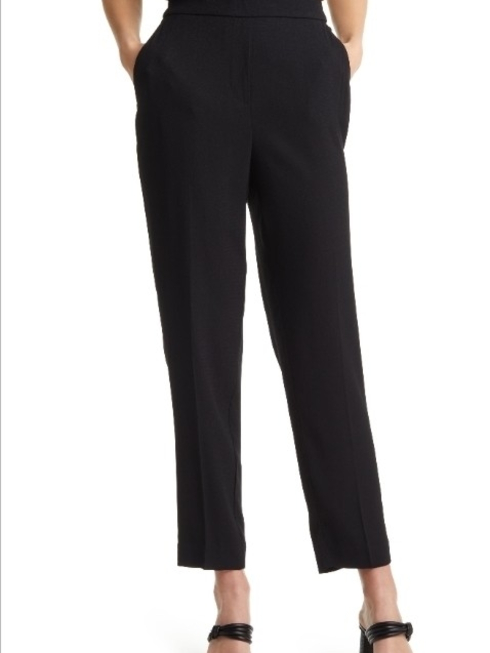 Halogen Black Elastic-Waist Relaxed Crop Pants